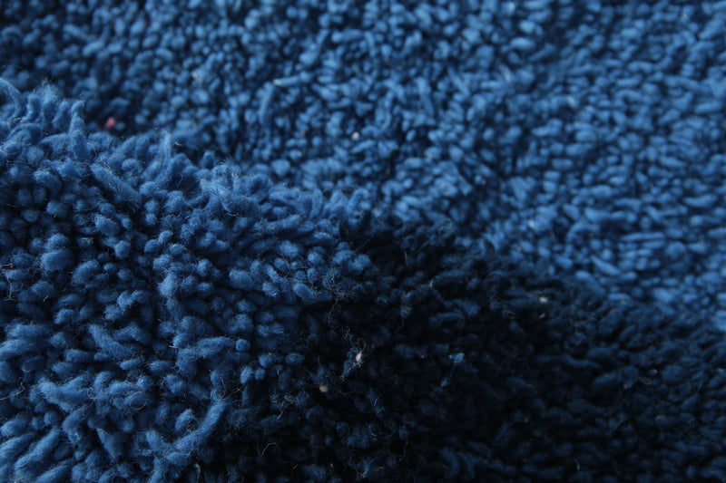 Round Moroccan rug - Blue base with navy abstract accents - 5 FT