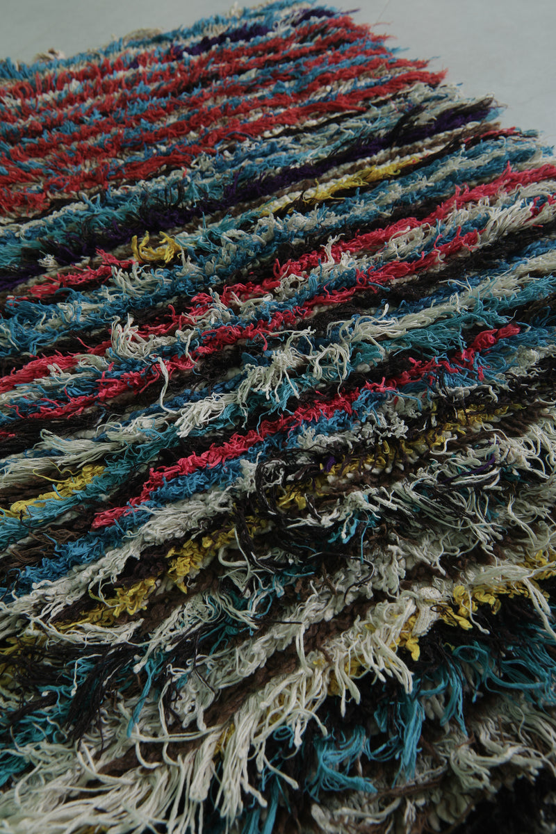 Colorful Striped Shaggy Rug 2.4 X 4.7 Feet - Runner moroccan rugs