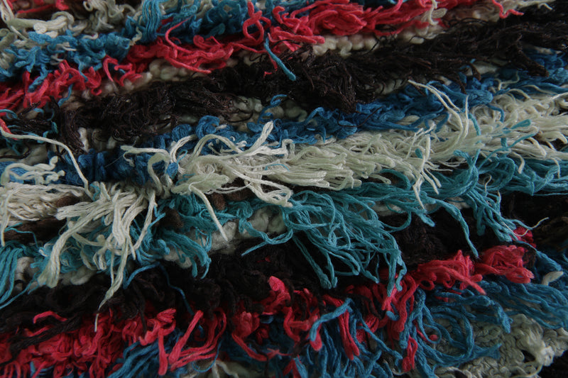 Colorful Striped Shaggy Rug 2.4 X 4.7 Feet - Runner moroccan rugs