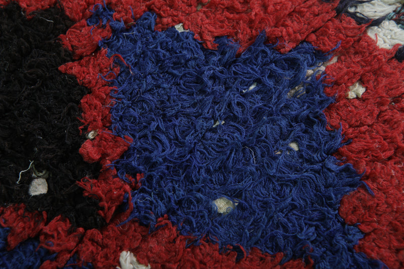 Moroccan Berber Rug – 2.9 x 7.2 Feet – Bold Diamond Multicolored Design - Boucherouite Rugs