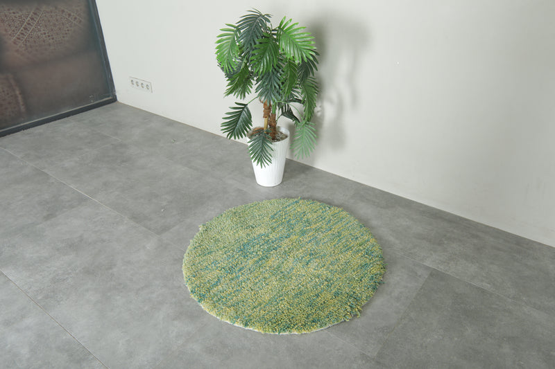 Round Moroccan Rug - 3 ft Handwoven Berber Carpet