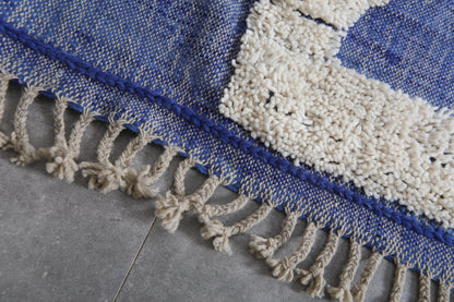 Blue and White Flat Woven Rug - Kilim rug - Custom rug