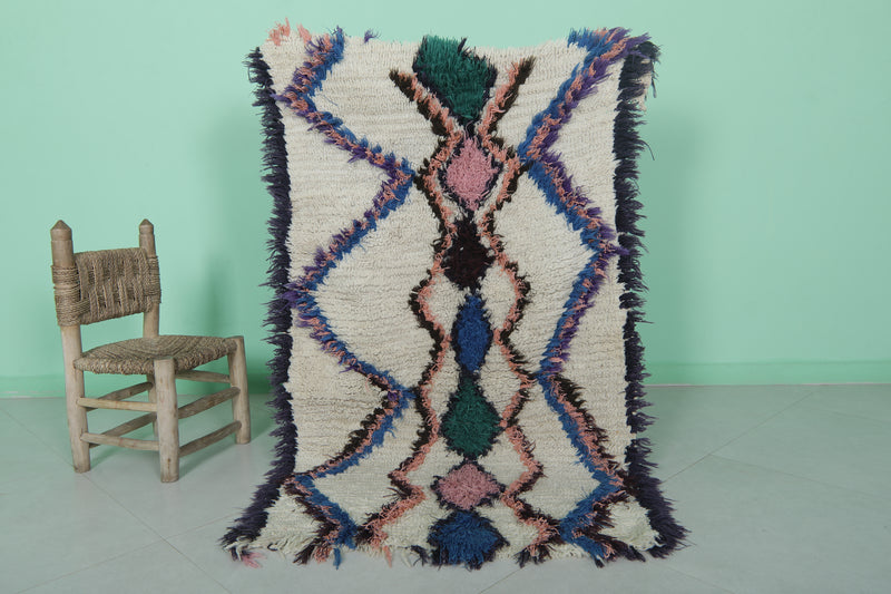 Moroccan Berber Rug – 3 x 5.4 Feet – Geometric Diamond Pattern - Boucherouite Rugs