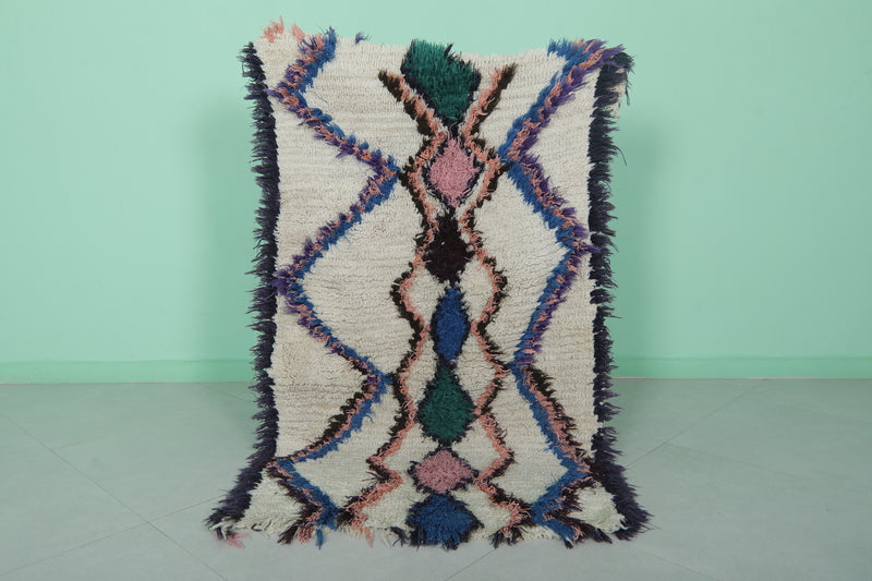 Moroccan Berber Rug – 3 x 5.4 Feet – Geometric Diamond Pattern - Boucherouite Rugs