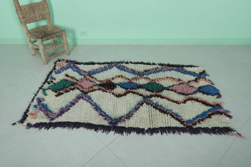 Moroccan Berber Rug – 3 x 5.4 Feet – Geometric Diamond Pattern - Boucherouite Rugs