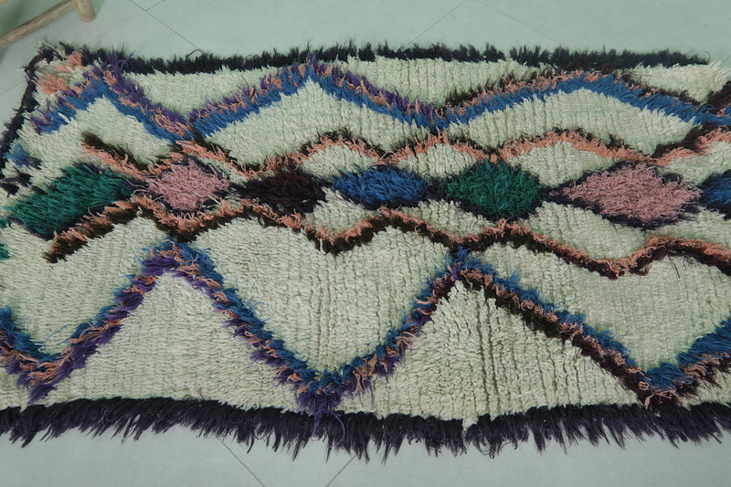Moroccan Berber Rug – 3 x 5.4 Feet – Geometric Diamond Pattern - Boucherouite Rugs