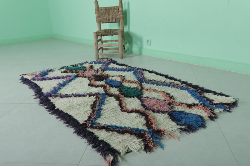 Moroccan Berber Rug – 3 x 5.4 Feet – Geometric Diamond Pattern - Boucherouite Rugs