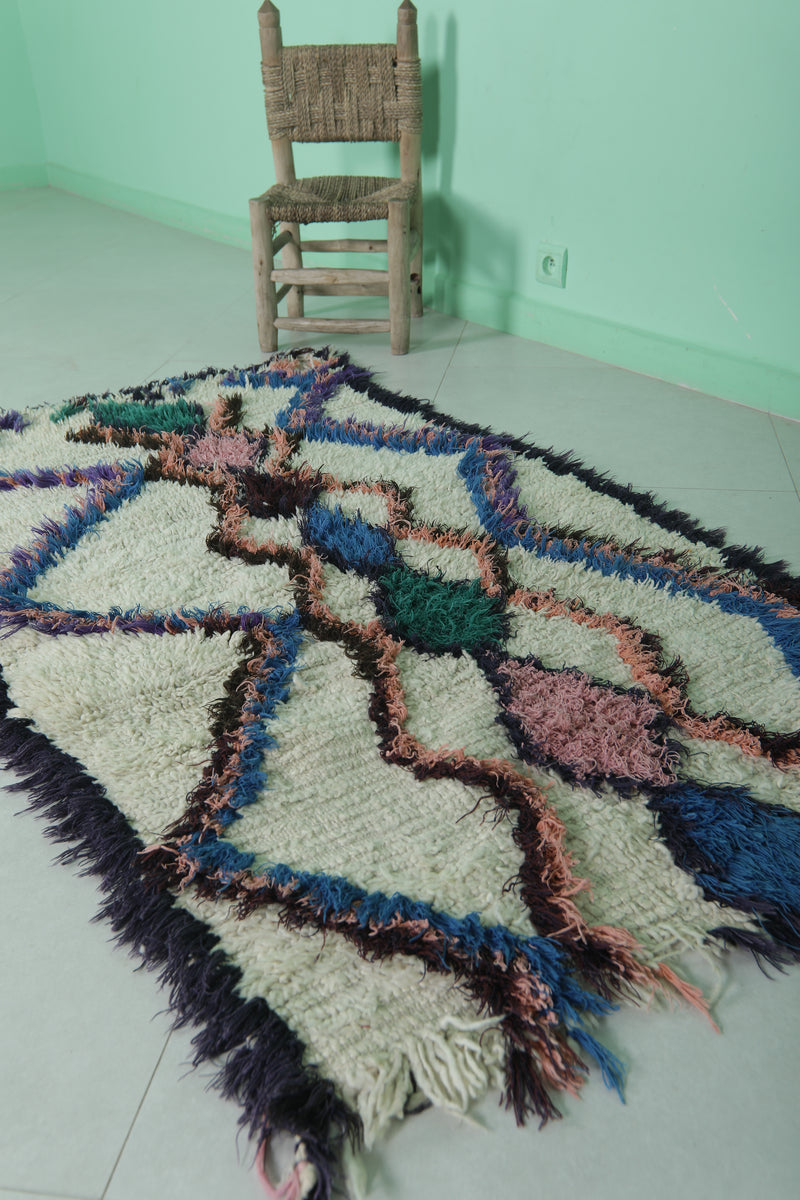 Moroccan Berber Rug – 3 x 5.4 Feet – Geometric Diamond Pattern - Boucherouite Rugs