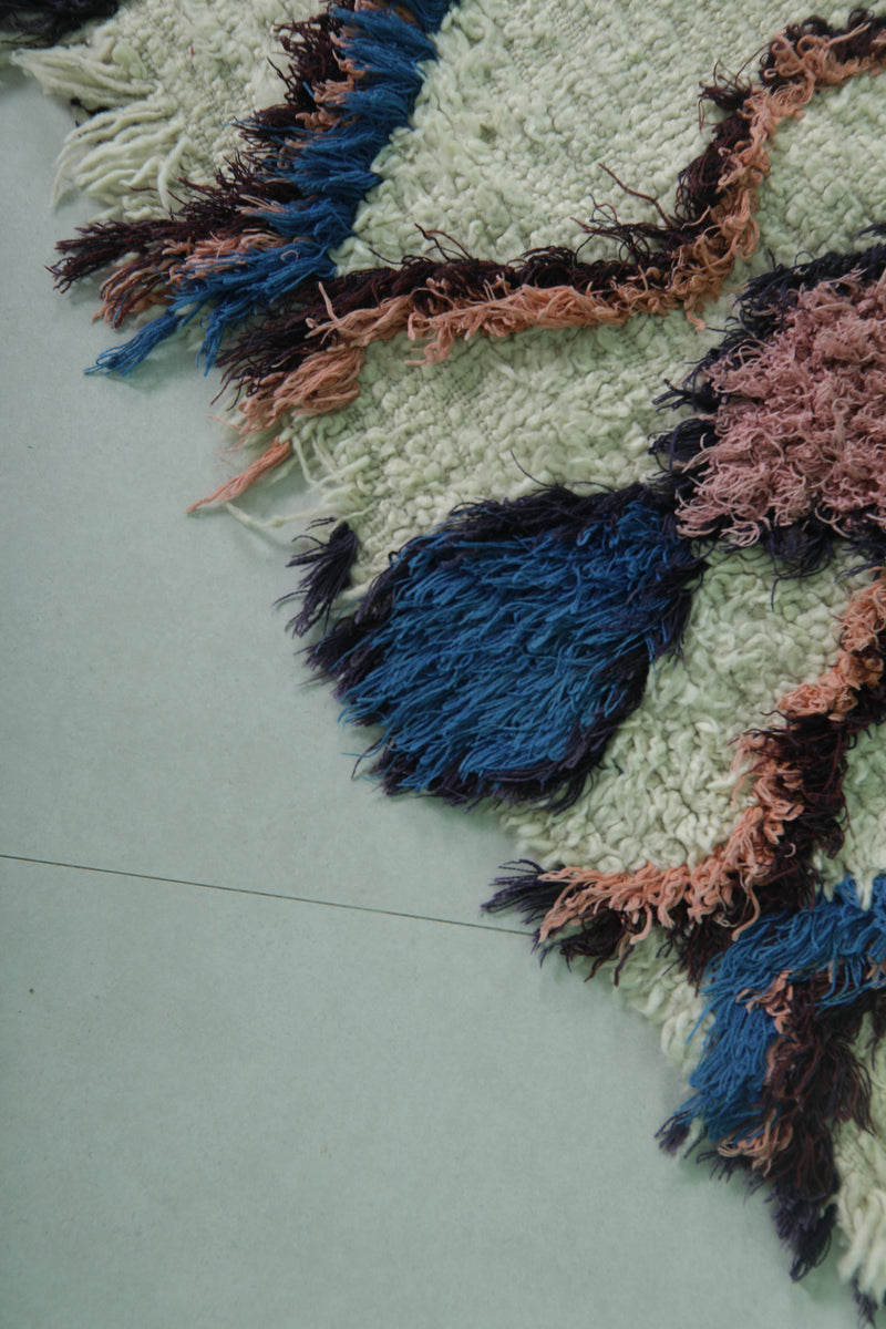 Moroccan Berber Rug – 3 x 5.4 Feet – Geometric Diamond Pattern - Boucherouite Rugs