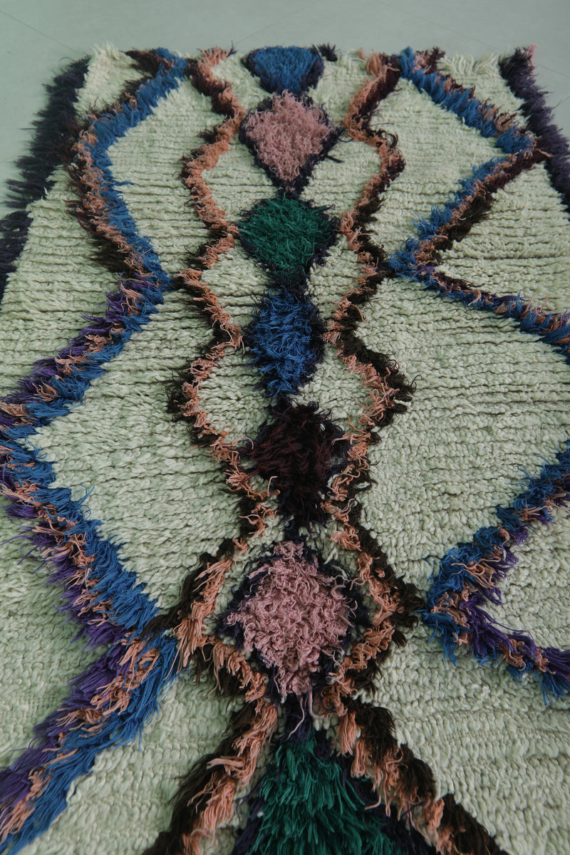 Moroccan Berber Rug – 3 x 5.4 Feet – Geometric Diamond Pattern - Boucherouite Rugs