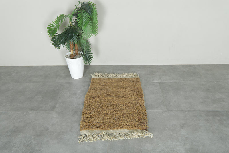 Small handmade Moroccan brown wool rug - 2.1 ft x 3.4 ft
