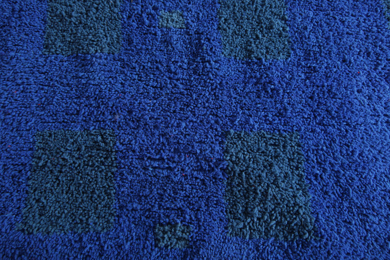Blue & red handmade beni ourain rug - Custom size - custom moroccan rugs
