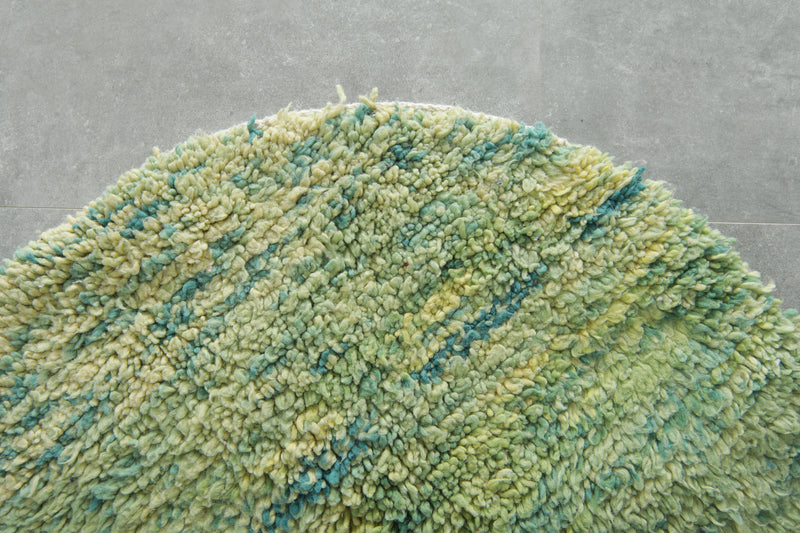 Round Moroccan rug in green & yellow & blue - 3 ft