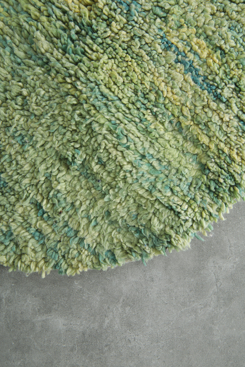 Round Moroccan rug in green & yellow & blue - 3 ft