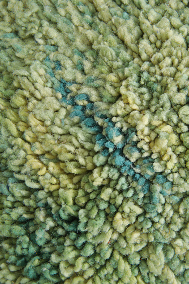 Round Moroccan rug in green & yellow & blue - 3 ft