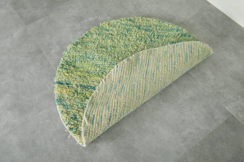 Round Moroccan rug in green & yellow & blue - 3 ft