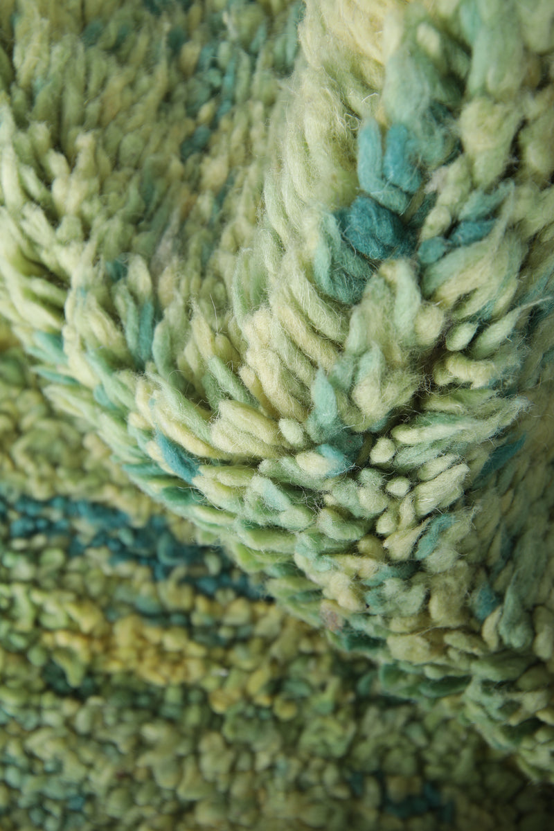 Round Moroccan rug in green & yellow & blue - 3 ft