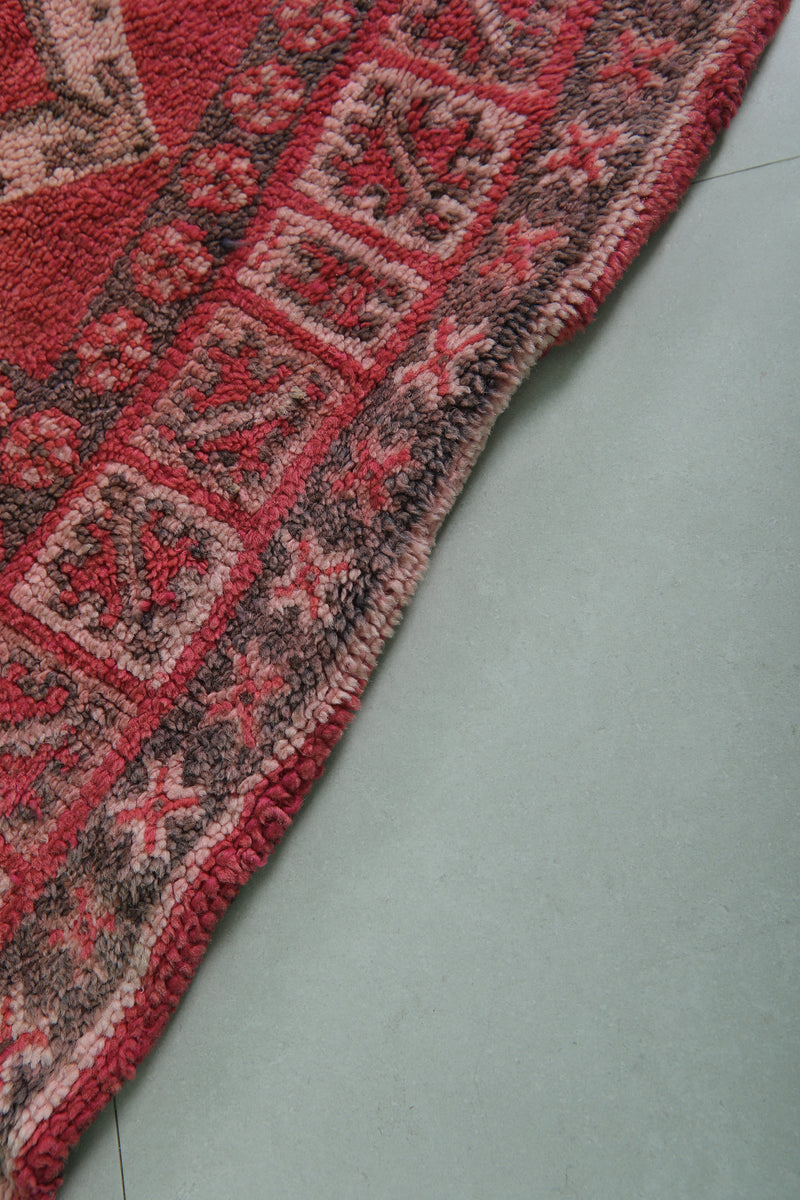 Red Handwoven Berber Rug - Moroccan Artistry 3.8 FT X 6.7 FT