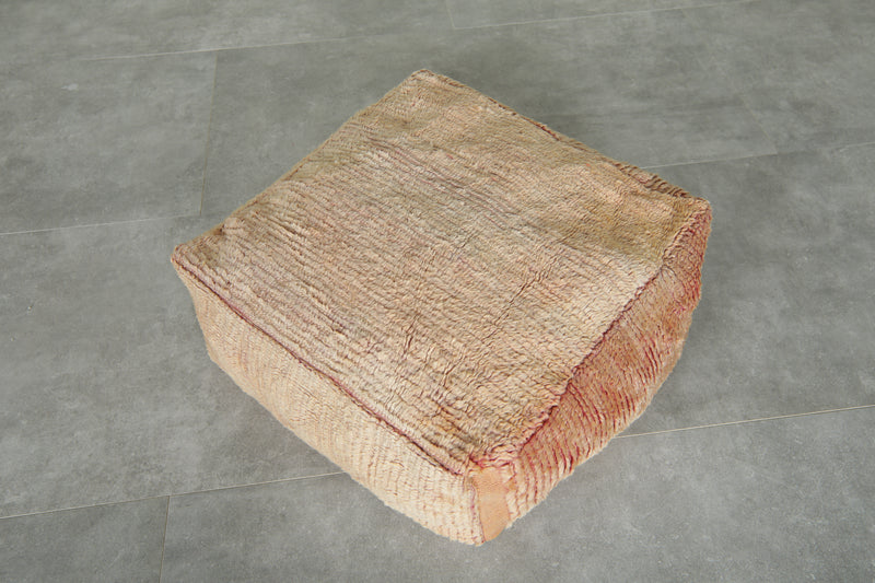 Beige wool ottoman poufs - Handwoven floor cushions