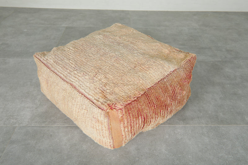 Beige wool ottoman poufs - Handwoven floor cushions