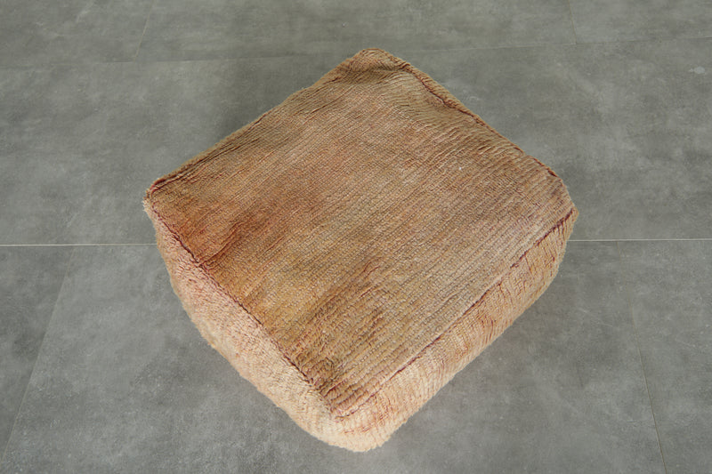 Beige wool ottoman poufs - Handwoven floor cushions