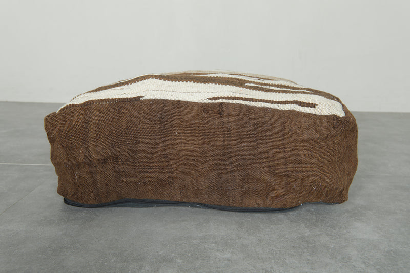 Moroccan kilim poufs - Brown & beige wool floor cushions