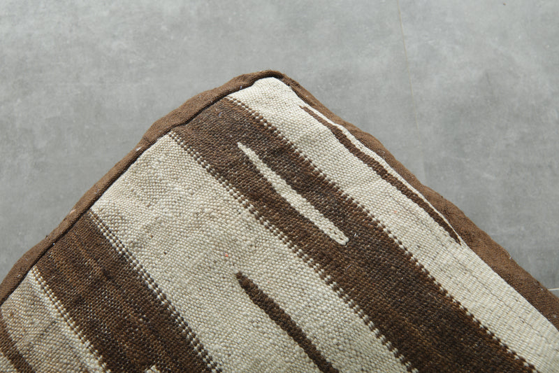 Moroccan kilim poufs - Brown & beige wool floor cushions