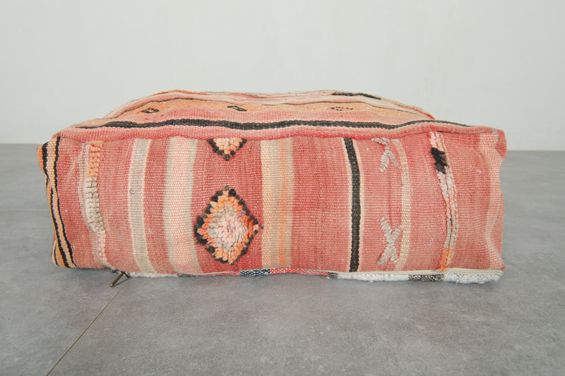 Geometric Moroccan kilim pouf - Handwoven wool floor