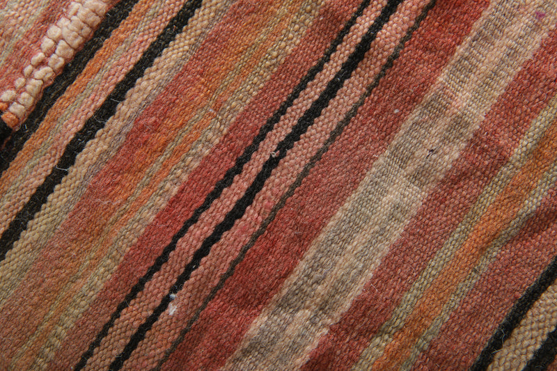 Geometric Moroccan kilim pouf - Handwoven wool floor