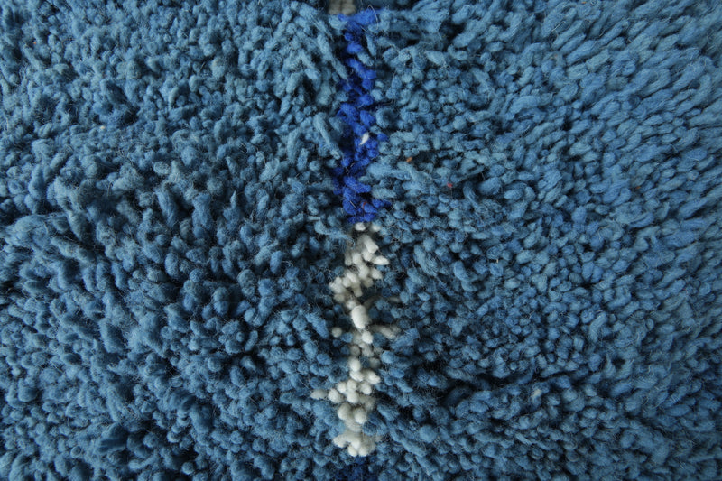 Blue Moroccan rug with blue and white striped - Custom size