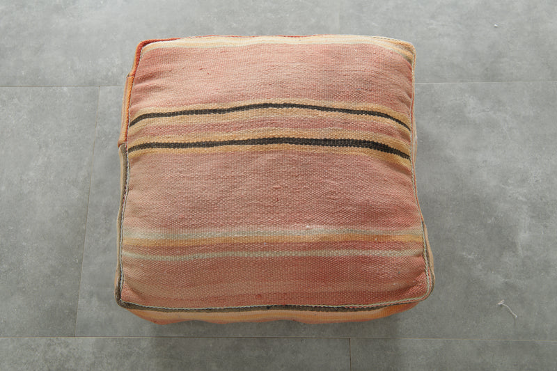 Striped kilim pouf - Handwoven Moroccan pouf