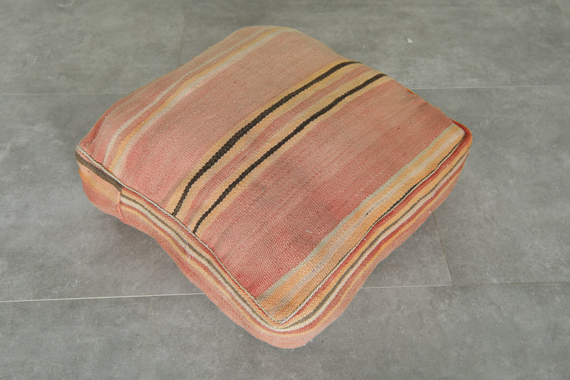 Striped kilim pouf - Handwoven Moroccan pouf