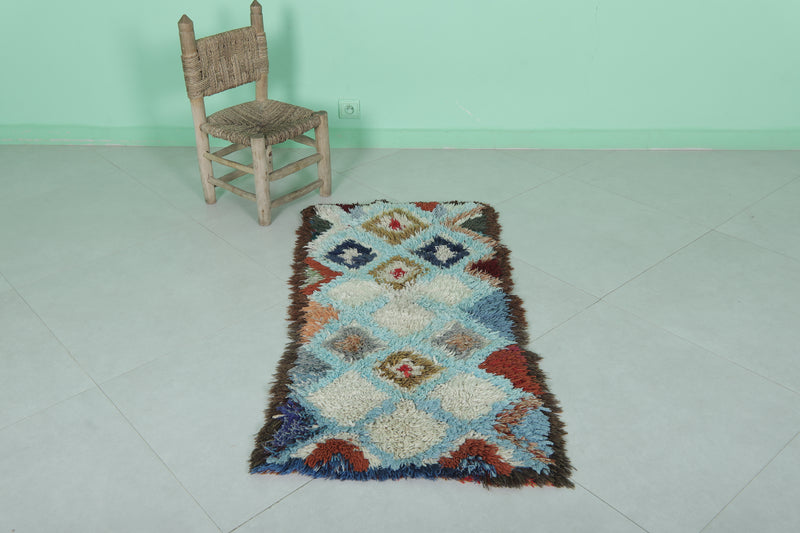 Moroccan Berber Rug – 1.8 x 4 Feet – Diamond Multicolored Handwoven Art - Boucherouite Rugs
