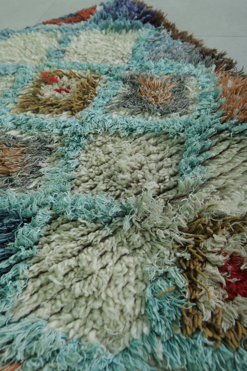 Moroccan Berber Rug – 1.8 x 4 Feet – Diamond Multicolored Handwoven Art - Boucherouite Rugs