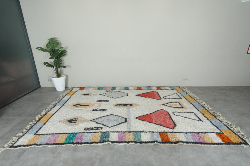 Colorful Moroccan rug  7.5 ft x 11 ft - Handmade