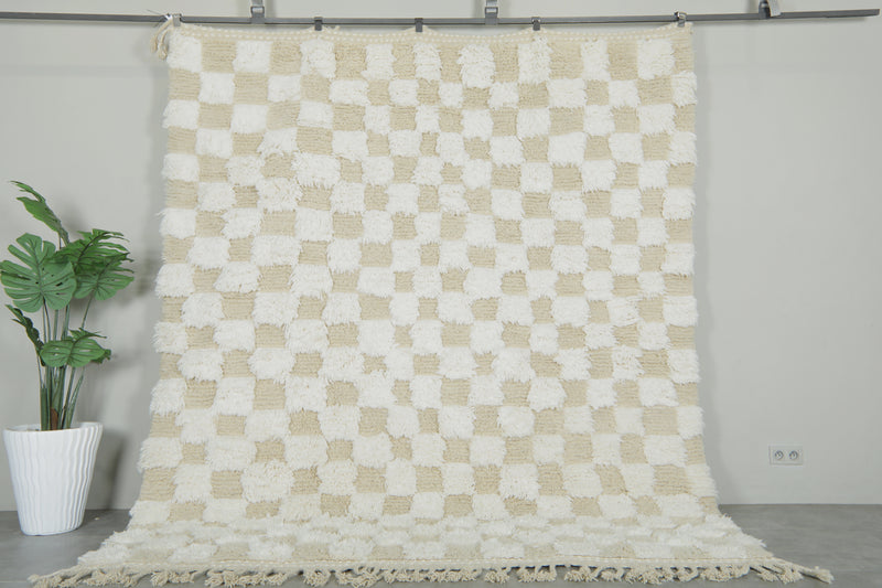 Checkered Moroccan rug  8.2 feet x 9.6 feet - Handmade