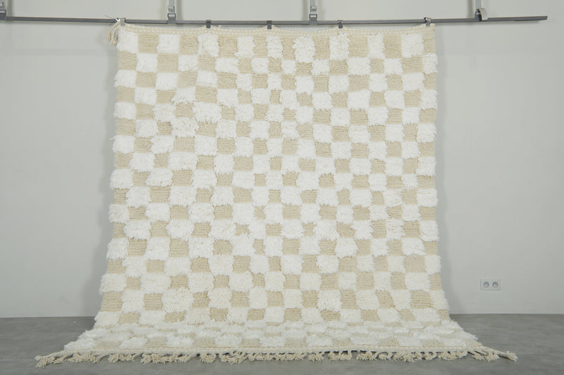 Checkered Moroccan rug  8.2 feet x 9.6 feet - Handmade