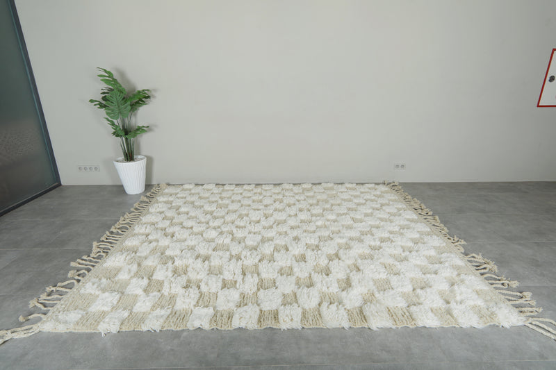 Checkered Moroccan rug  8.2 feet x 9.6 feet - Handmade