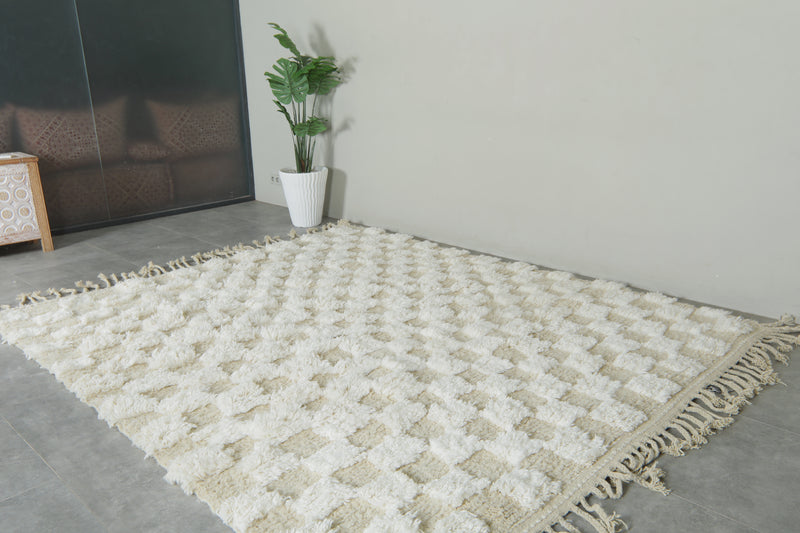 Checkered Moroccan rug  8.2 feet x 9.6 feet - Handmade