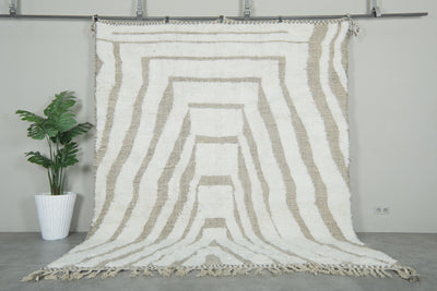Moroccan berber white and gray geometric rug  8.4 feet x 10 feet- Handmade - moroccan rug
