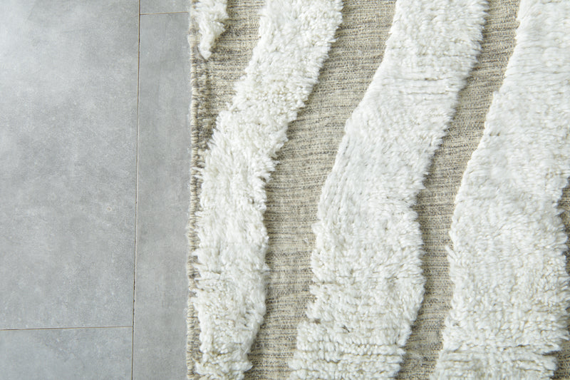 Moroccan berber white and gray geometric rug  8.4 feet x 10 feet- Handmade - moroccan rug