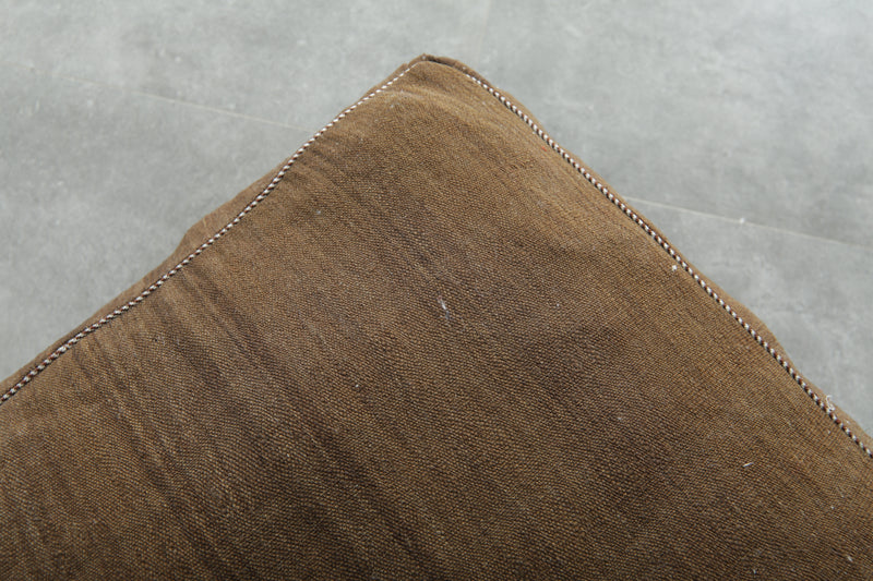 Brown Moroccan kilim pouf - Handwoven wool floor