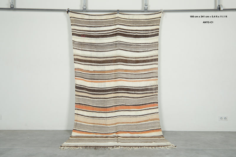 Striped Moroccan rug - 5.4 ft x 11.1 ft - Handwoven carpet