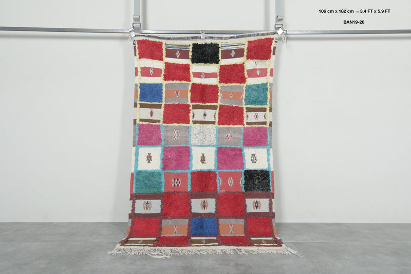 Colorful Berber Rug – 3.4 x 5.9 ft | Vibrant Patchwork Design - Azilal rugs