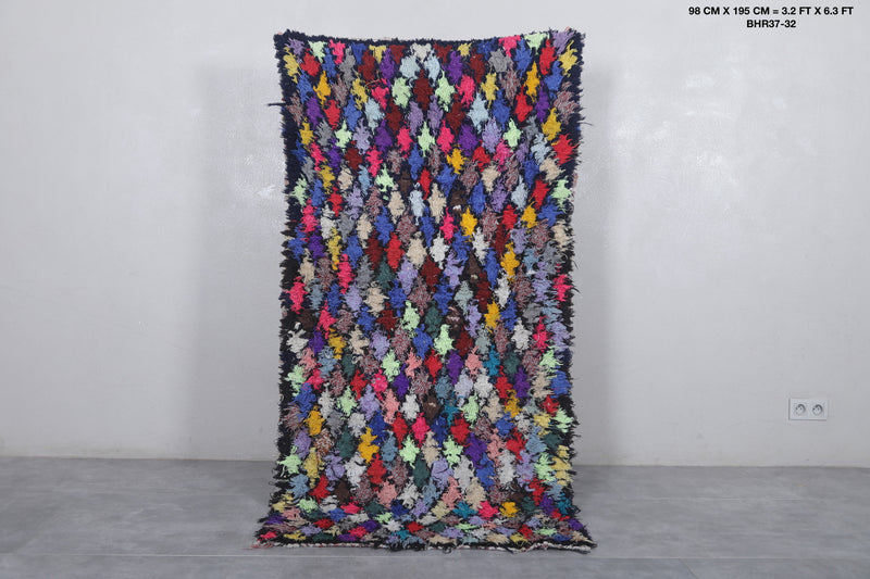 Vibrant Boucherouite Azilal Area Rug 3.2 x 6.3 Feet - Handmade Moroccan Decor - Boucherouite rug