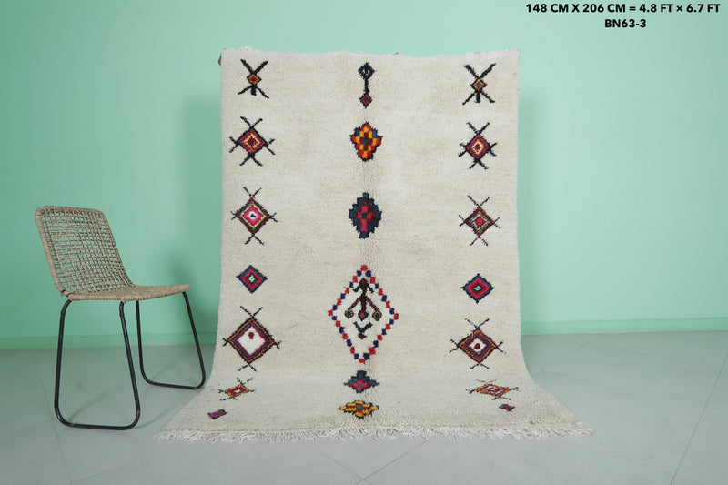 Handmade Moroccan Berber Rug - Unique Design 4.8 FT X 6.7 FT | Artisan Crafted - Azilal rugs