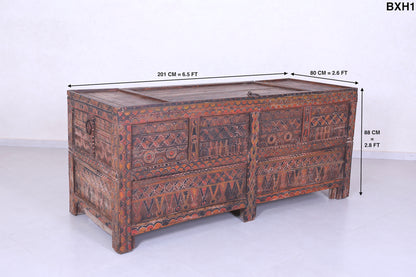Vintage Moroccan chest H 2.8 FT x W 6.5 FT x D 2.6 FT