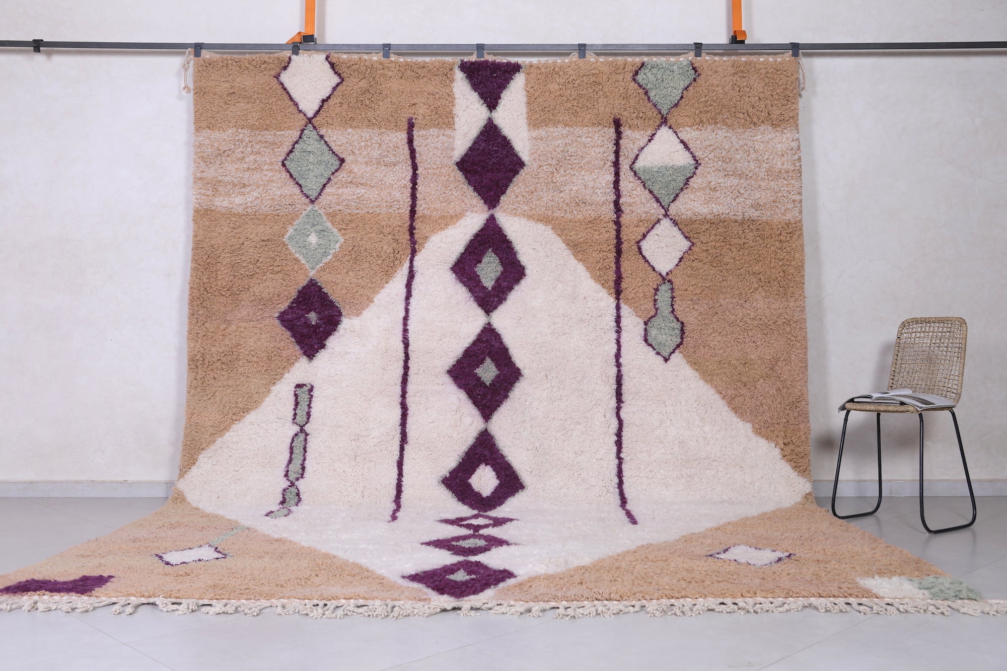 Geometric Moroccan Rug Geometric Moroccan wool rug - Custom size – Boucherouite Rug