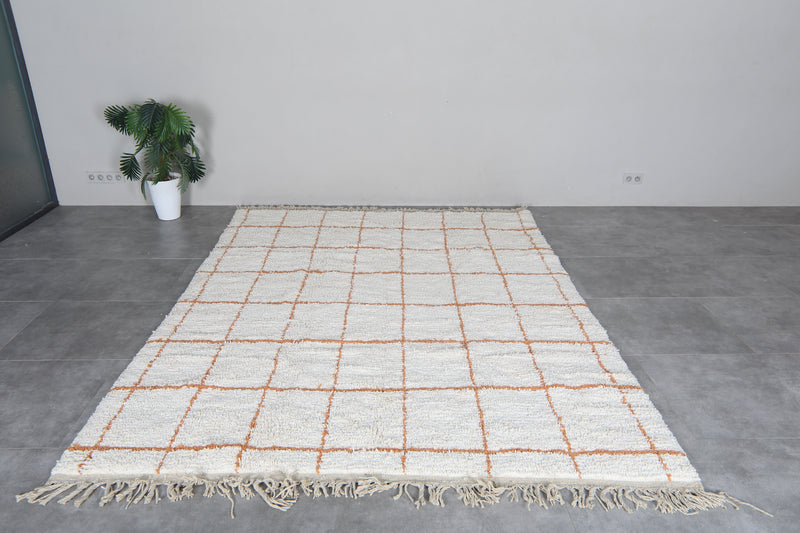 Grand Tapis Berbère Beni Ourain Fait Main – Laine Naturelle Beige, 6,6x9,8 Ft, Style Moderne Et Bohème