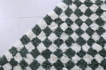 Checkered Moroccan rug - Green and White Beni rug - Custom Rug